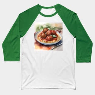 National Spaghetti Day - January 4 - Watercolor Baseball T-Shirt